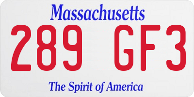 MA license plate 289GF3