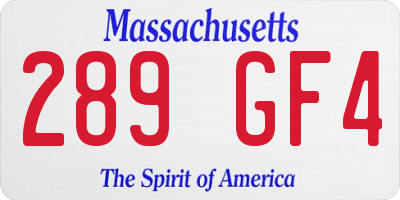 MA license plate 289GF4