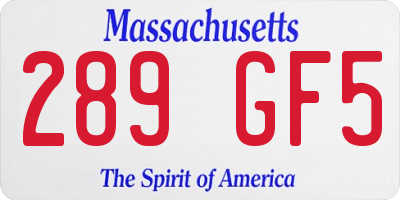 MA license plate 289GF5