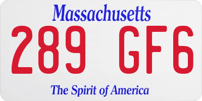 MA license plate 289GF6