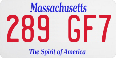 MA license plate 289GF7