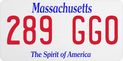 MA license plate 289GG0