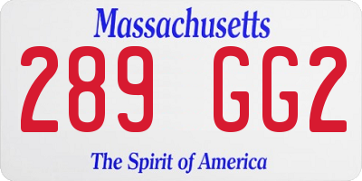 MA license plate 289GG2