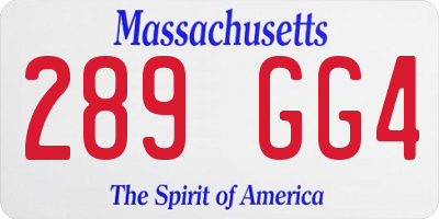 MA license plate 289GG4