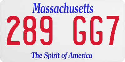 MA license plate 289GG7