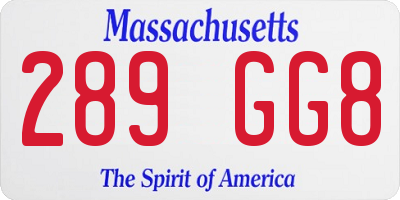MA license plate 289GG8