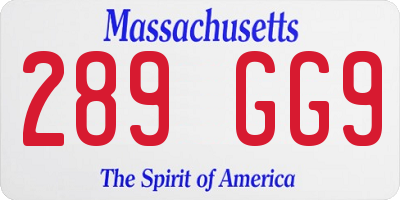 MA license plate 289GG9