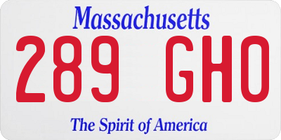 MA license plate 289GH0