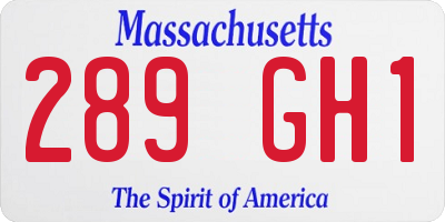 MA license plate 289GH1