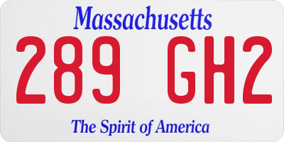 MA license plate 289GH2
