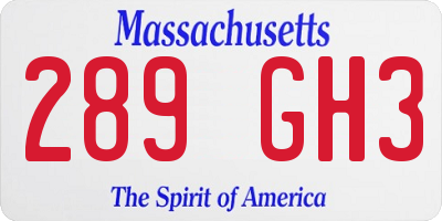 MA license plate 289GH3