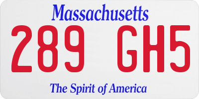 MA license plate 289GH5