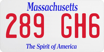 MA license plate 289GH6