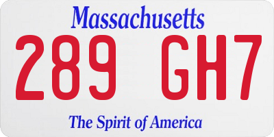 MA license plate 289GH7