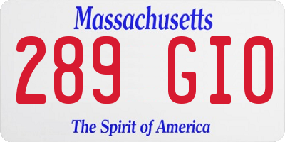MA license plate 289GI0