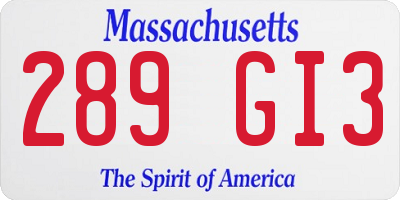 MA license plate 289GI3