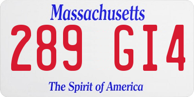 MA license plate 289GI4