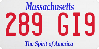 MA license plate 289GI9