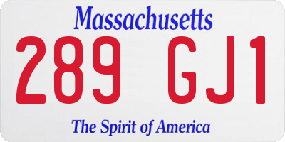MA license plate 289GJ1