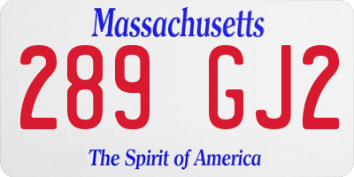 MA license plate 289GJ2