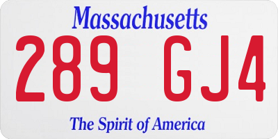 MA license plate 289GJ4