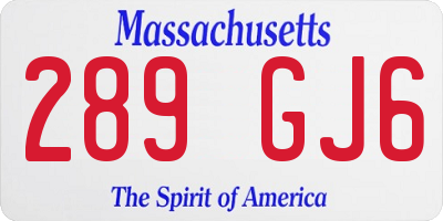 MA license plate 289GJ6