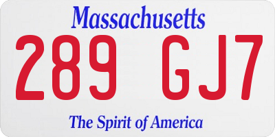 MA license plate 289GJ7