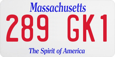 MA license plate 289GK1