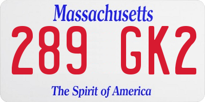 MA license plate 289GK2