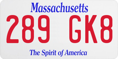 MA license plate 289GK8