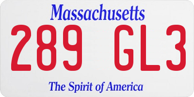 MA license plate 289GL3