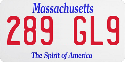 MA license plate 289GL9
