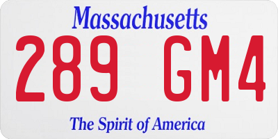 MA license plate 289GM4