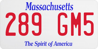 MA license plate 289GM5