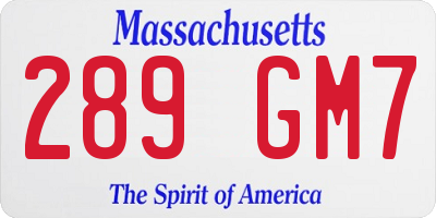 MA license plate 289GM7