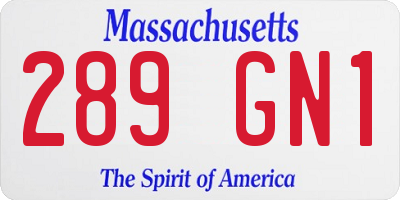 MA license plate 289GN1