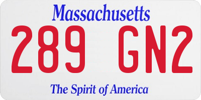 MA license plate 289GN2