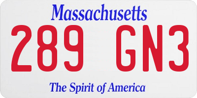 MA license plate 289GN3