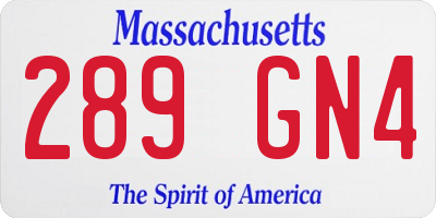 MA license plate 289GN4