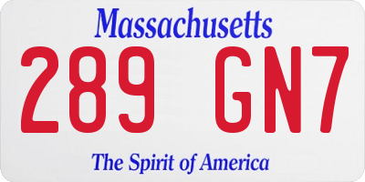 MA license plate 289GN7