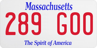 MA license plate 289GO0
