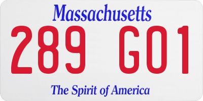MA license plate 289GO1