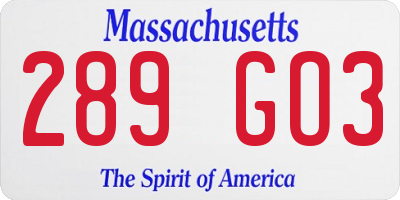 MA license plate 289GO3