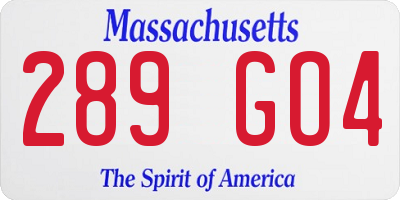 MA license plate 289GO4