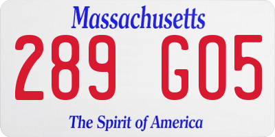 MA license plate 289GO5