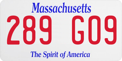 MA license plate 289GO9