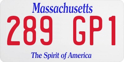 MA license plate 289GP1
