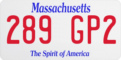 MA license plate 289GP2