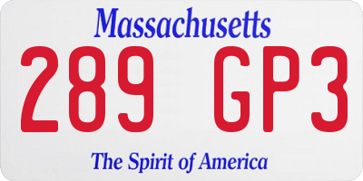 MA license plate 289GP3