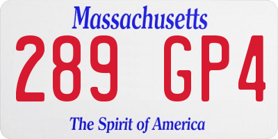 MA license plate 289GP4